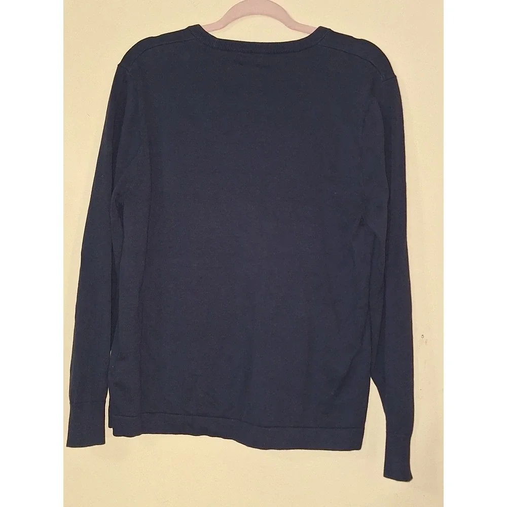 J.Crew Mens Navy Blue 100% Cotton Long Sleeve Crewneck Pullover Sweater Size L